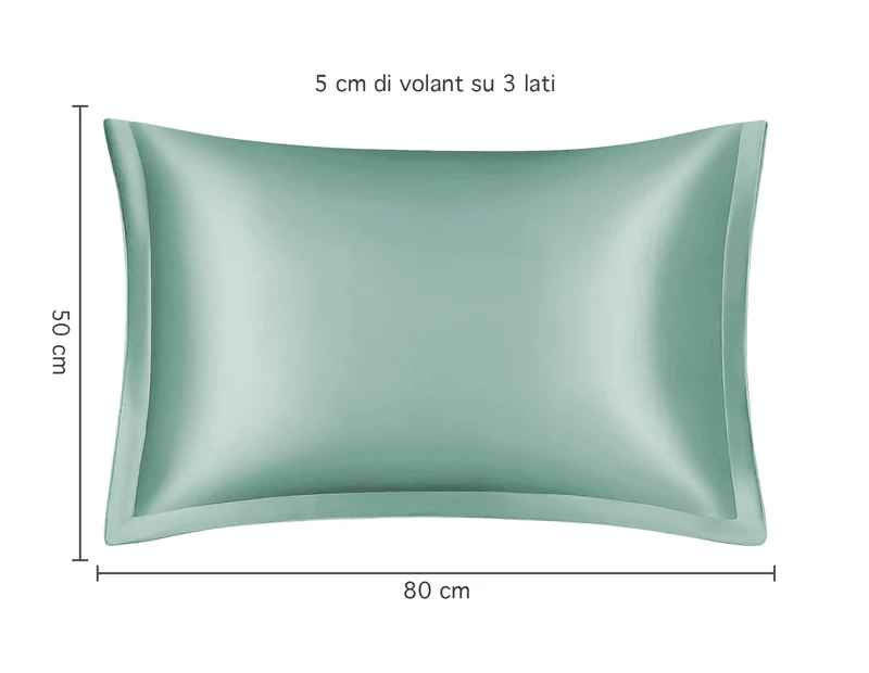 Federa 100% Seta Di Gelso 50x80Cm Con Volant da 5 Cm Retro In Tencel Di Eucalipto Il Gruppone