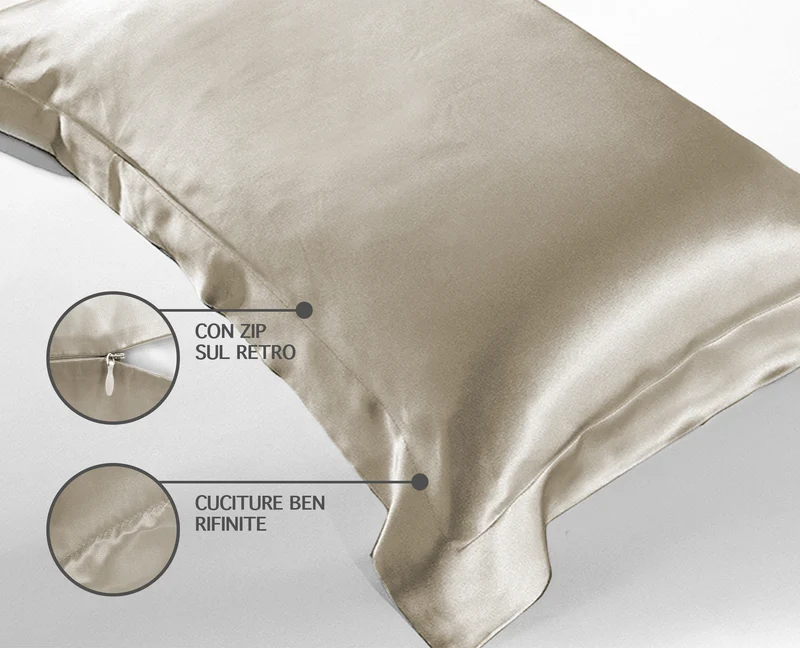 Federa 100% Seta Di Gelso 50x80Cm Con Volant da 5 Cm Retro In Tencel Di Eucalipto Il Gruppone