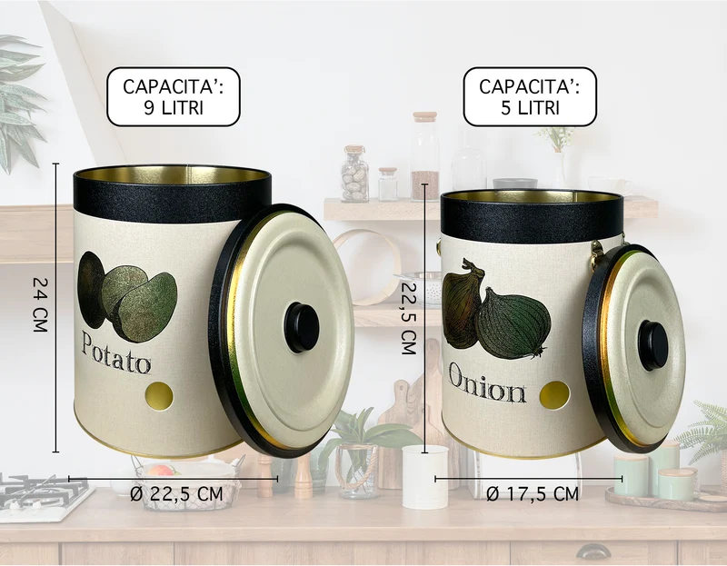 Set 2 Pezzi Contenitore Per Patate Cipolle Aglio Con Coperchio Il Gruppone