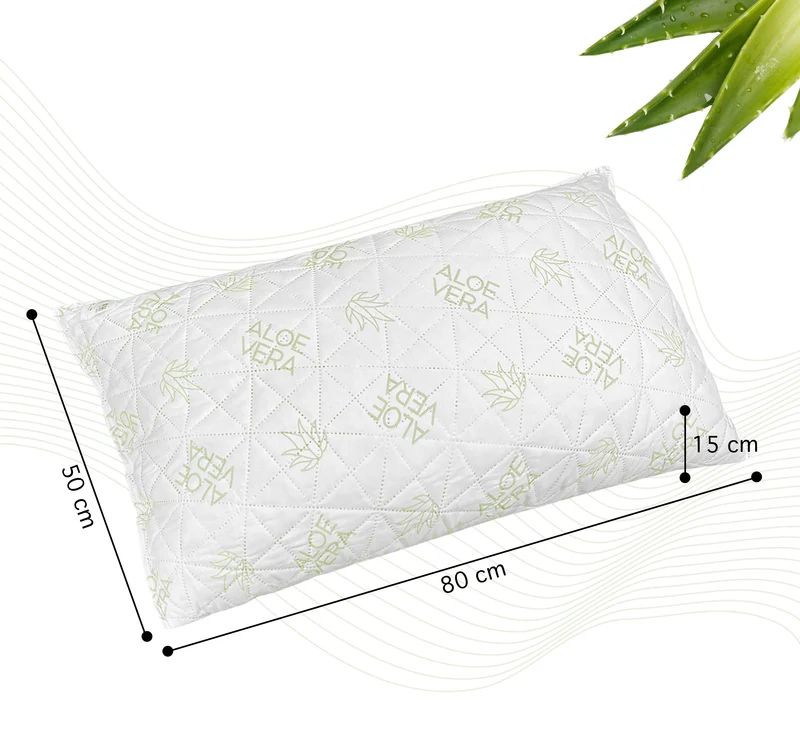 Coppia Guanciali Aloe Vera Fiocco Memory 50x80 Cm Cuscini Saponetta Anatomici Lavabili In Lavatrice Cuscino Letto Traspirante Anallergico A Memoria Contro Dolori Collo Cervicale