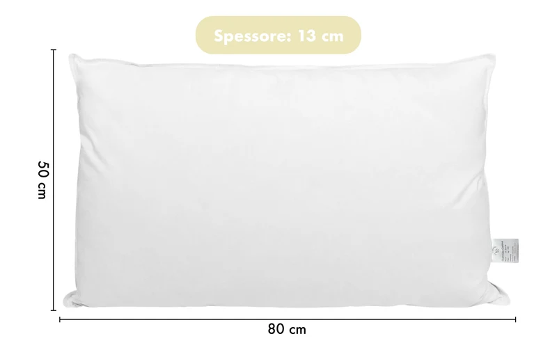 Guanciale Dal Trentino In Vera Piuma D'oca Cuscino Letto Bianco Forma A Saponetta 50 x 80 Cm Prodotto Certificato Oeko Tex Pregiato Qualità Hotel Albergo