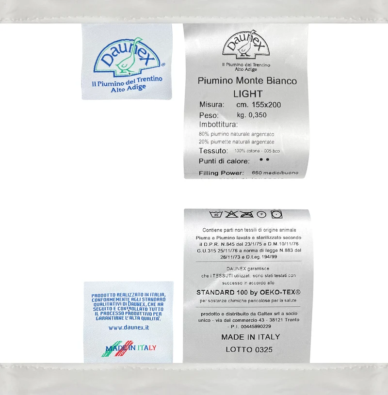 Piumino Daunex Primavera Estate in Vera Piuma d’Oca Made in Italy Leggero e Traspirante Il Gruppone