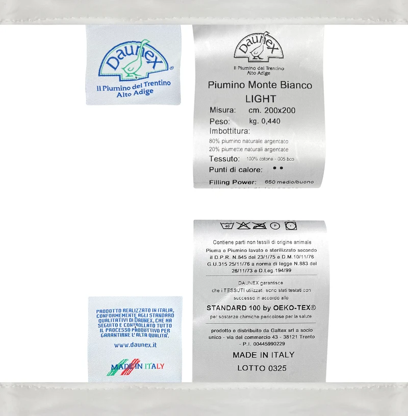 Piumino Daunex Primavera Estate in Vera Piuma d’Oca Made in Italy Leggero e Traspirante Il Gruppone
