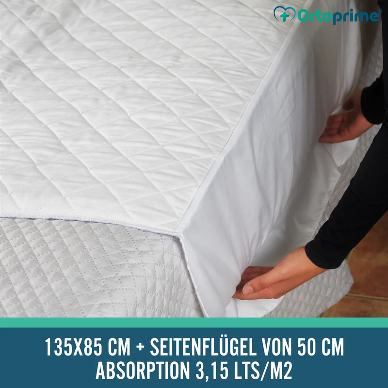 Absorbierende Matratzenauflage für Bett 135 cm, 3,15 Liter/m²
