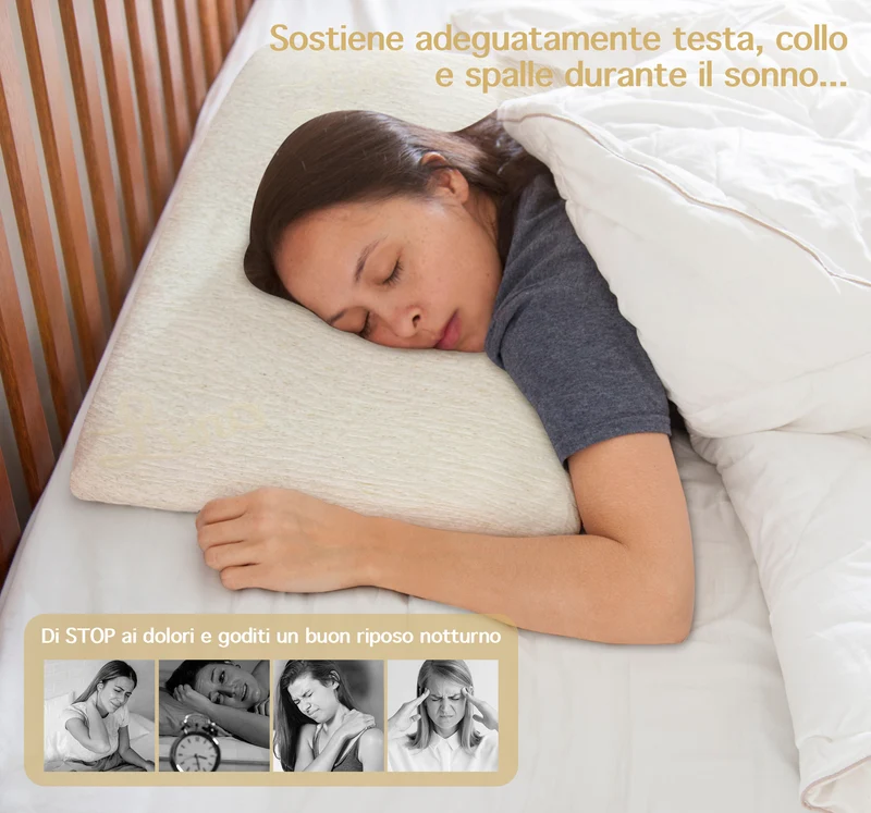 Cuscino In Memory Foam In Fresco Lino Ortopedico Ergonomico Traspirante Anti Russamento Sfoderabile Supporto Con Federa Lavabile Prodotto Italiano No Sudore