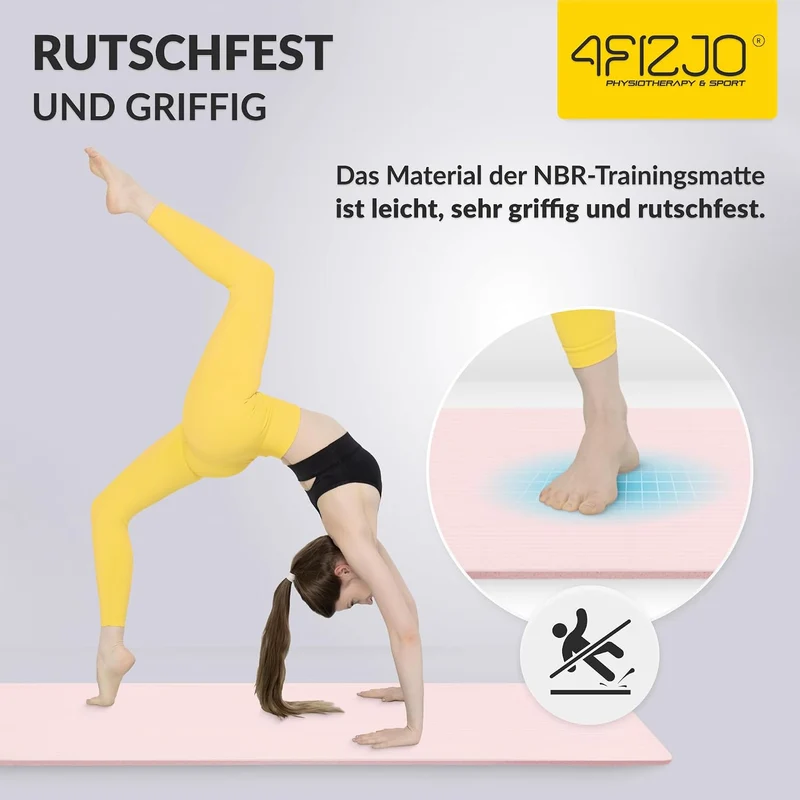 Fitnessmatte mit Tragegurt, Abm. 180x60 cm, NBR-Schaumstoff, Rutschfest, Komfort, In & Outdor, Pilat