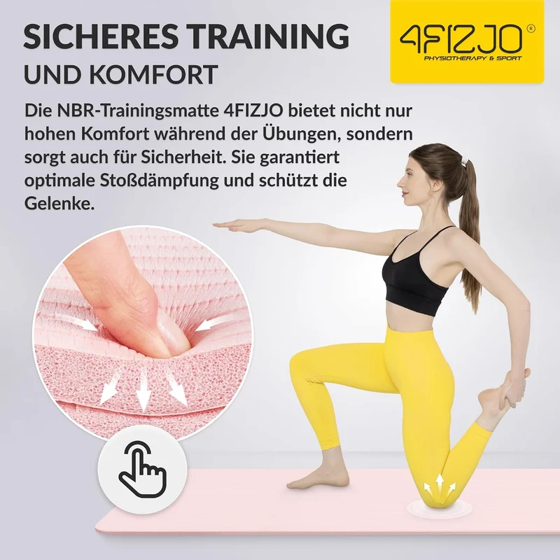 Fitnessmatte mit Tragegurt, Abm. 180x60 cm, NBR-Schaumstoff, Rutschfest, Komfort, In & Outdor, Pilat