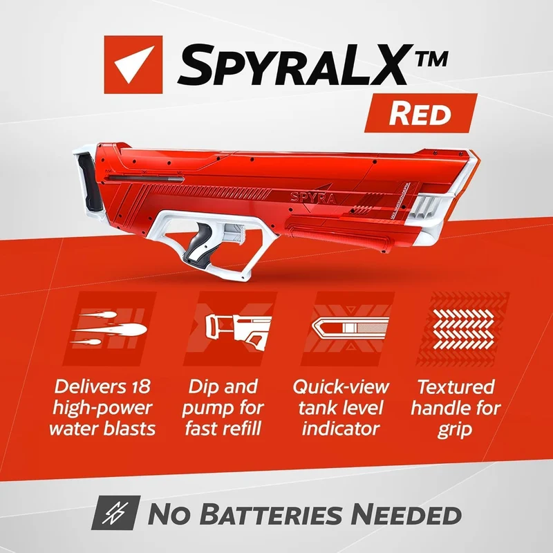 SPYRA – SpyraLX WaterBlaster Red (Non-Electronic) – Super Powerful, Rapid-Fire, Instant Action Premi