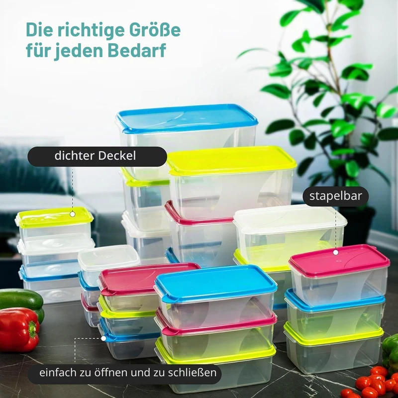 MiraHome Gefrierdosen 6x0,75L rechteckig blau – Vorratsdosen mit Deckel luftdicht – Transparente Fri