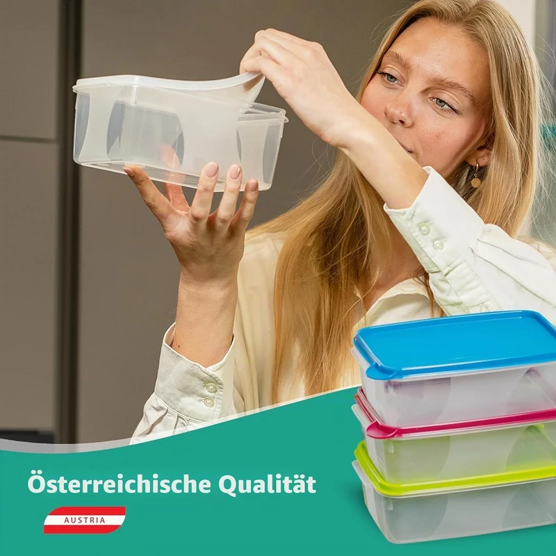 MiraHome Gefrierdosen 6x0,75L rechteckig blau – Vorratsdosen mit Deckel luftdicht – Transparente Fri
