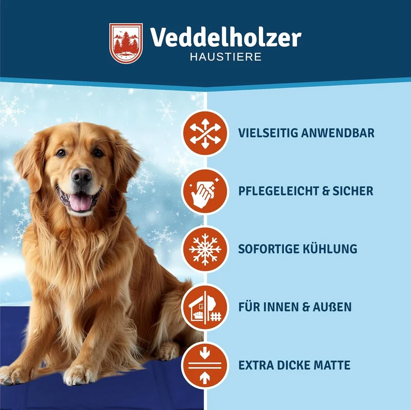 Veddelholzer Kühlmatte (M) für Hunde extra Dick und selbstkühlend ohne Strom Perfekt für Sommer & Re