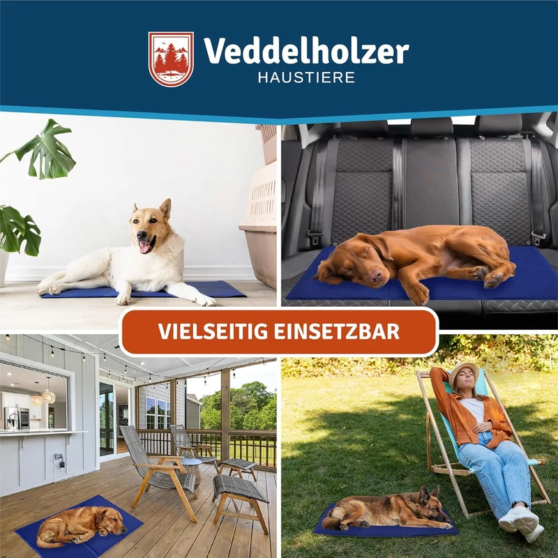 Veddelholzer Kühlmatte (M) für Hunde extra Dick und selbstkühlend ohne Strom Perfekt für Sommer & Re