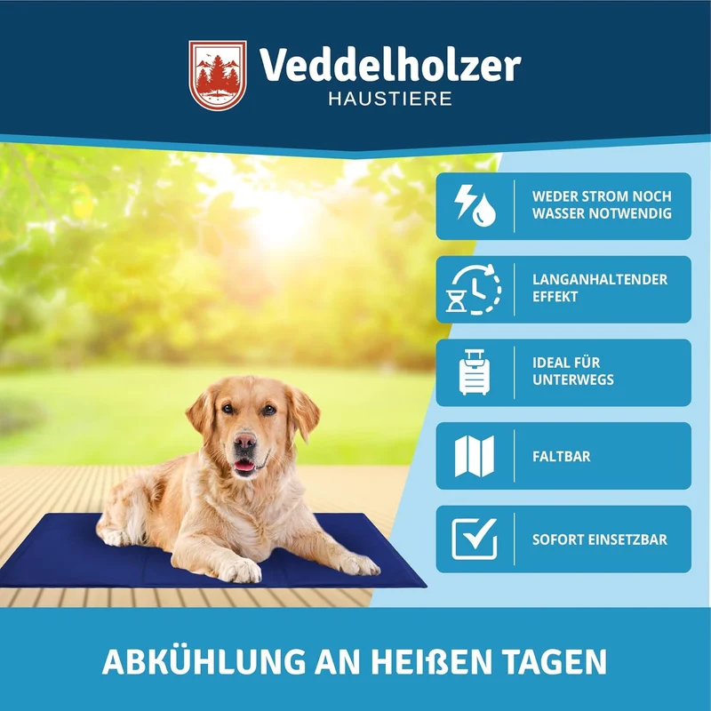 Veddelholzer Kühlmatte (M) für Hunde extra Dick und selbstkühlend ohne Strom Perfekt für Sommer & Re