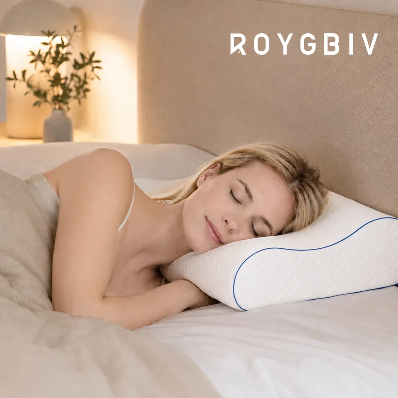 ROYGBIV Nackenstützkissen Orthopädisches Ergonomisches Wellenform Kopfkissen 60×38 cm