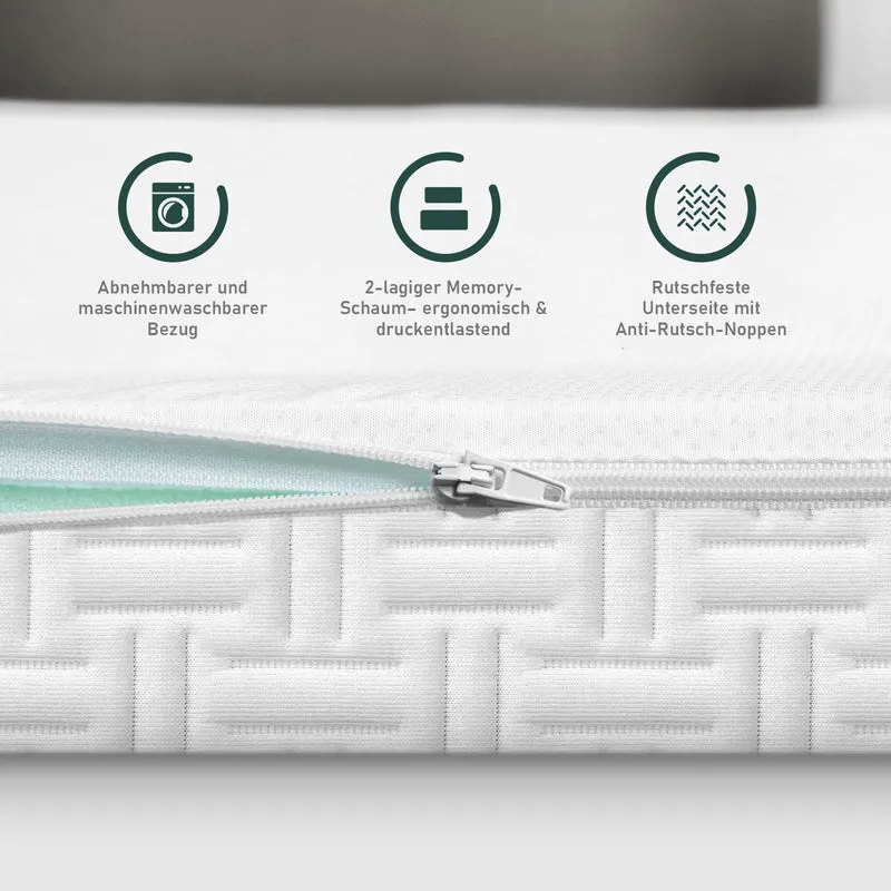 ROYGBIV 5cm Gel Memory Foam Mattress Topper - Reversible 2-Layer Design for Pressure Relief - Premium Skin-Friendly Washable Cover - Oeko-Tex Certified