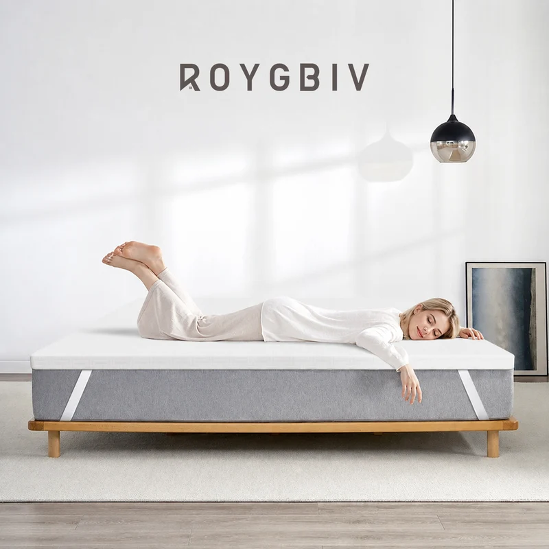 ROYGBIV 5cm Gel Memory Foam Mattress Topper - Reversible 2-Layer Design for Pressure Relief - Premium Skin-Friendly Washable Cover - Oeko-Tex Certified