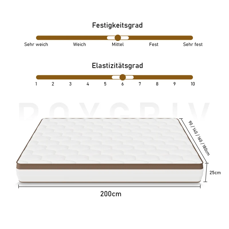 ROYGBIV MT03 Premium 25CM Hybrid-Matratze | 7-Zonen Orthopädischer Schlafkomfort