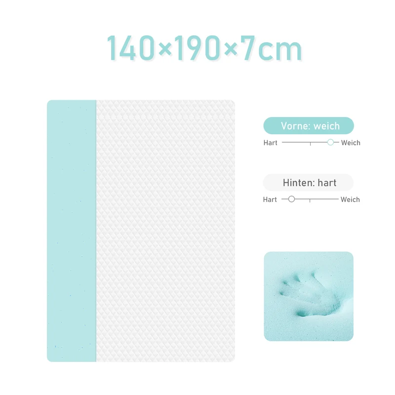 ROYGBIVROYGBIV Matratzen Topper- Gel Topper mit H2/H3 Härte für Komfort und Druckentlastung, 7 cm Höhedruckentlastend, hypoallergen, Weiß