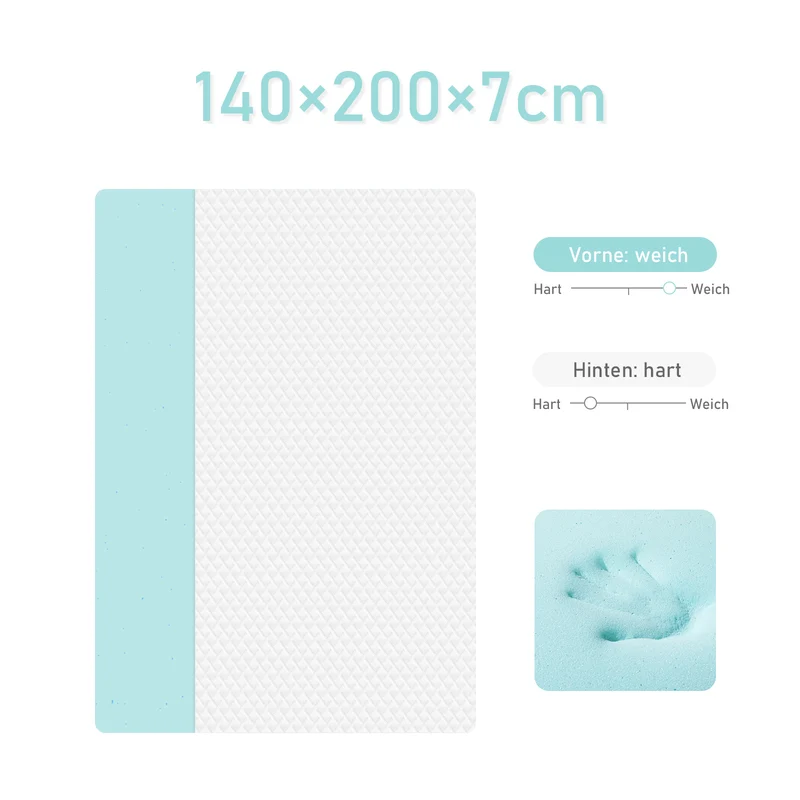 ROYGBIVROYGBIV Matratzen Topper- Gel Topper mit H2/H3 Härte für Komfort und Druckentlastung, 7 cm Höhedruckentlastend, hypoallergen, Weiß