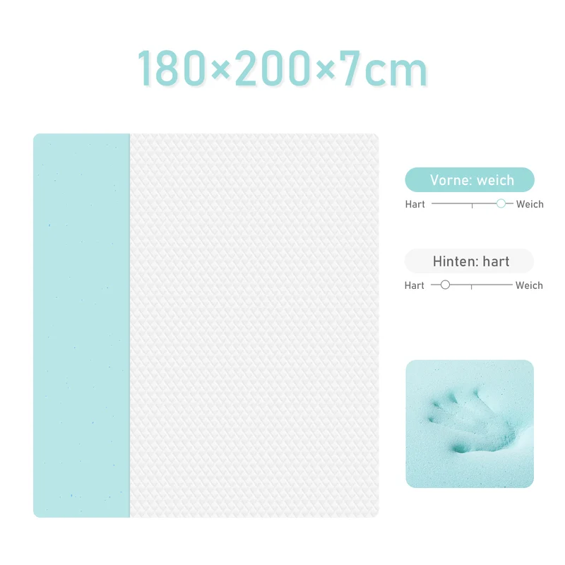 ROYGBIVROYGBIV Matratzen Topper- Gel Topper mit H2/H3 Härte für Komfort und Druckentlastung, 7 cm Höhedruckentlastend, hypoallergen, Weiß