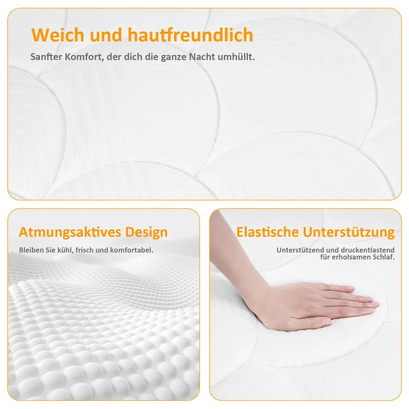 22 cm Taschenfederkernmatratze H4 Fest – 7-Zonen-Unterstützung, geräuscharme Federn, atmungsaktiv | ROYGBIV