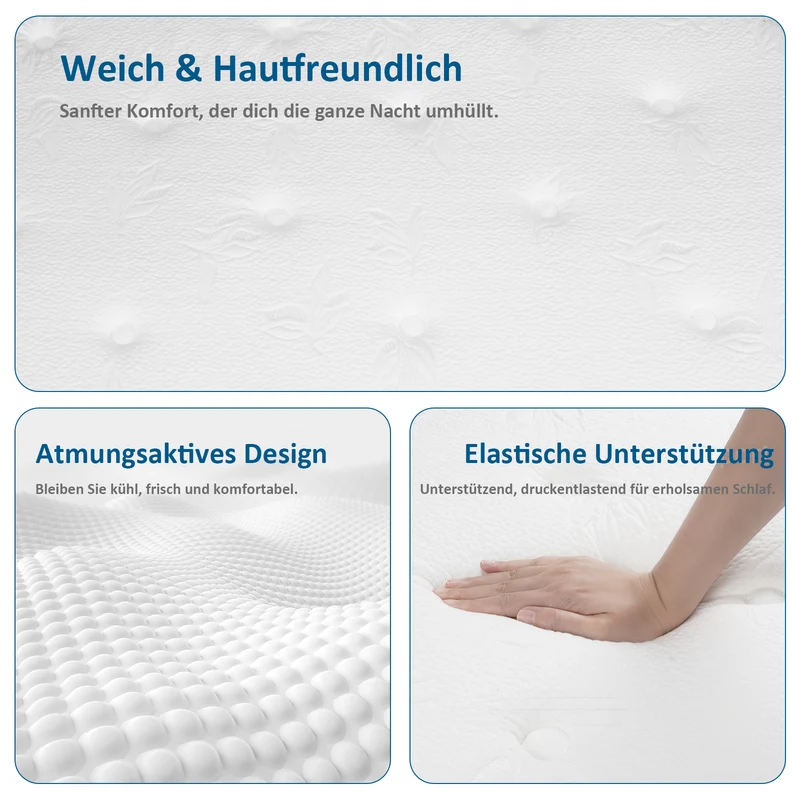25 cm Taschenfederkernmatratze H3 Medium – 7-Zonen-Unterstützung, Diatomitschaum, orthopädisch | ROYGBIV
