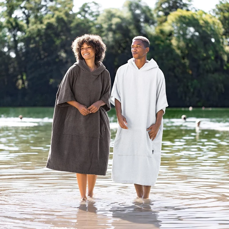 Badeponcho Damen und Herren - Surf Poncho aus 100% Baumwolle - Tuch für Erwachsene - Unisex Bademant
