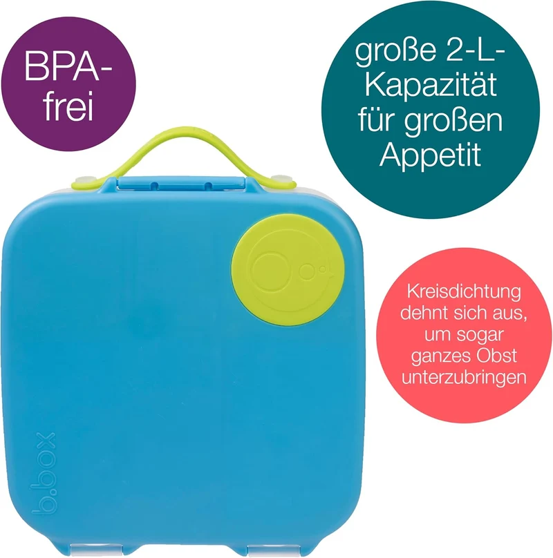 b.box Lunchbox mit Unterteilung für Kinder, Silikon, mit verstellbaren Trennwänden, Ocean Breeze, Oc