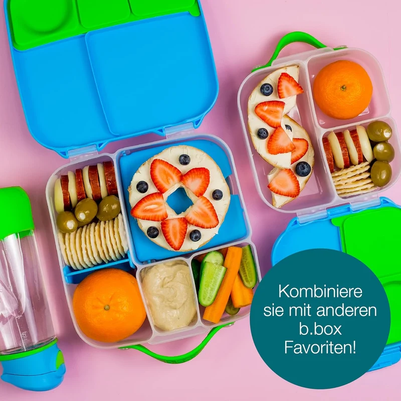 b.box Lunchbox mit Unterteilung für Kinder, Silikon, mit verstellbaren Trennwänden, Ocean Breeze, Oc