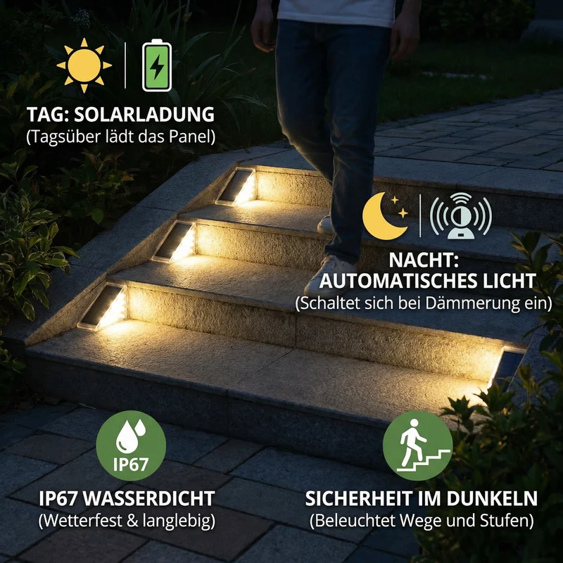 SOLARSTEP Pro – Solar LED-Stufenleuchte für Außenbereiche