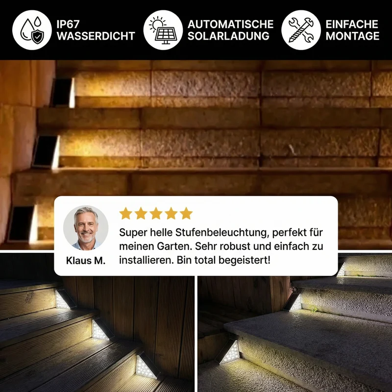 SOLARSTEP Pro – Solar LED-Stufenleuchte für Außenbereiche