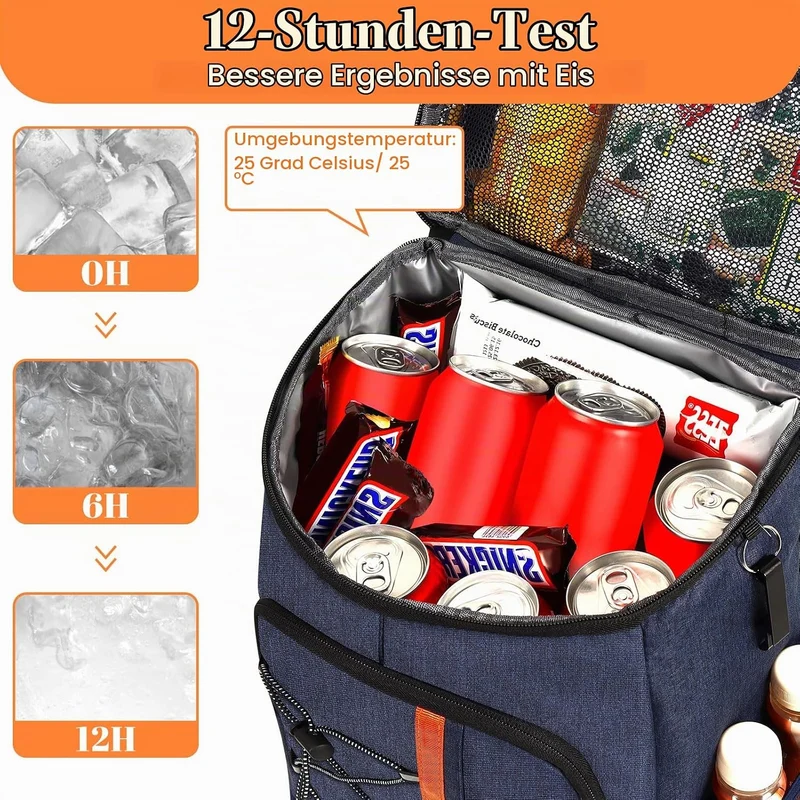 Kühltasche 28 L, Kühlrucksack, Grosser Kühlrucksack Gross, Kühltasche Faltbar Geeignet für Reisen, S