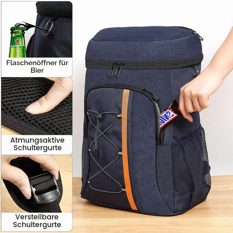 Kühltasche 28 L, Kühlrucksack, Grosser Kühlrucksack Gross, Kühltasche Faltbar Geeignet für Reisen, S