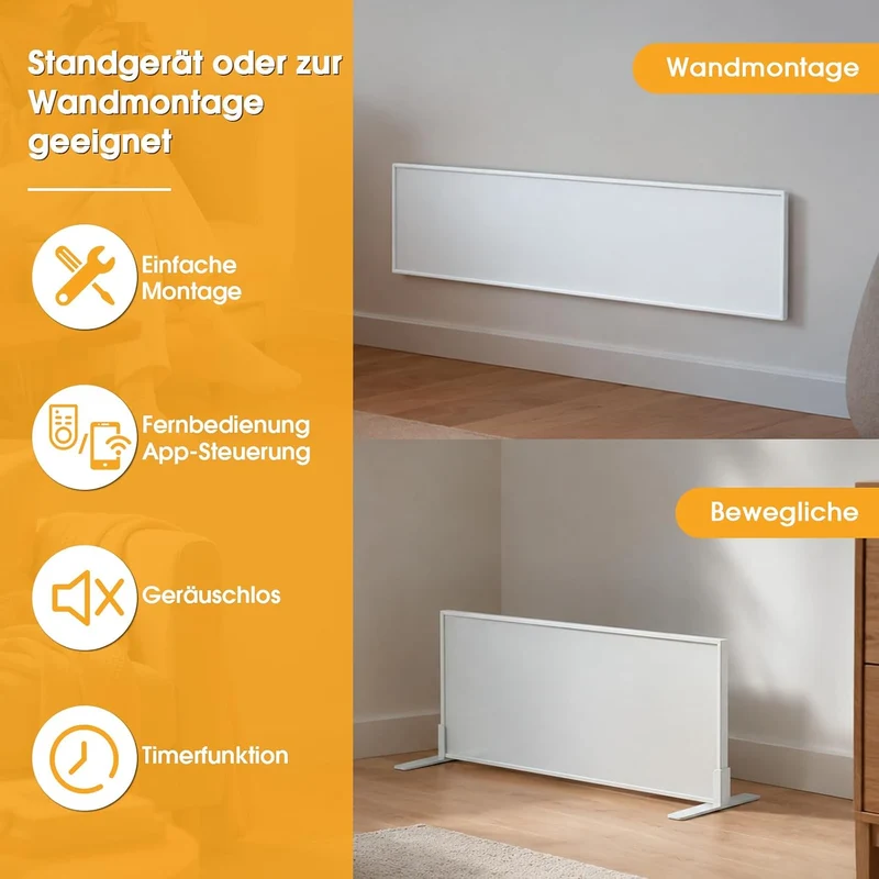 EVOKOR Infrarotheizung 160W, Infrarot Heizung Heizplatte Heizkörper Heizpaneel, Infarotheizkoerper W