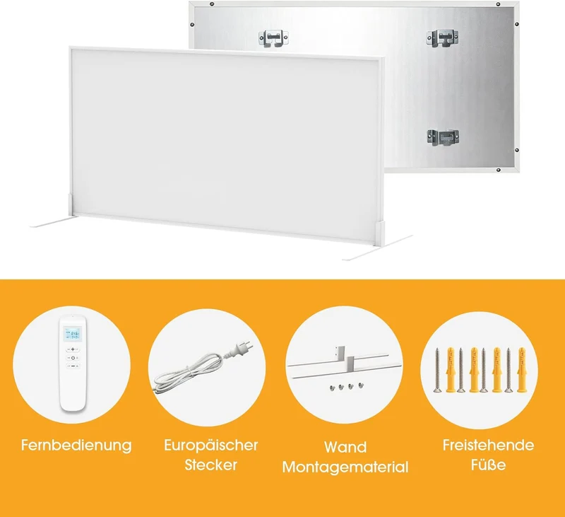 EVOKOR Infrarotheizung 160W, Infrarot Heizung Heizplatte Heizkörper Heizpaneel, Infarotheizkoerper W