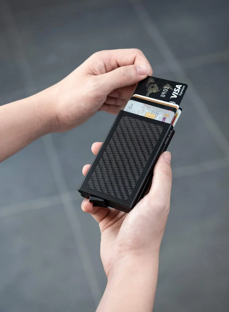 VULKIT Kartenetui Metall mit RFID NFC Schutz Karten Geldbörse Herren Geldbeutel Doppelt Karten Etui