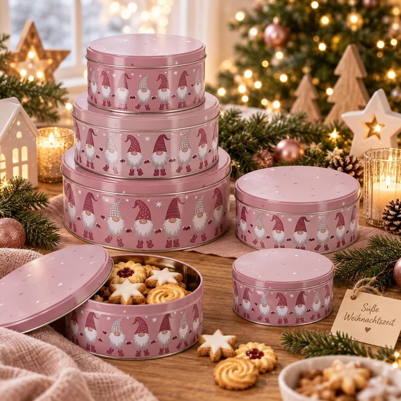 Annastore 3-tlg. Set Gebäckdosen aus Metall für Weihnachten - Keksdosen Weihnachten - Plätzchendosen