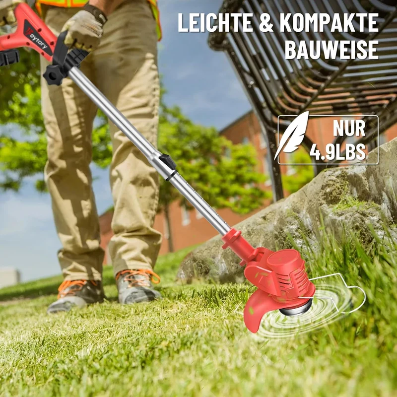 Akku Rasentrimmer mit Akku 21V Freischneider mit 2 Batterien, Akku Motorsense & Rasentrimmer Rasen m