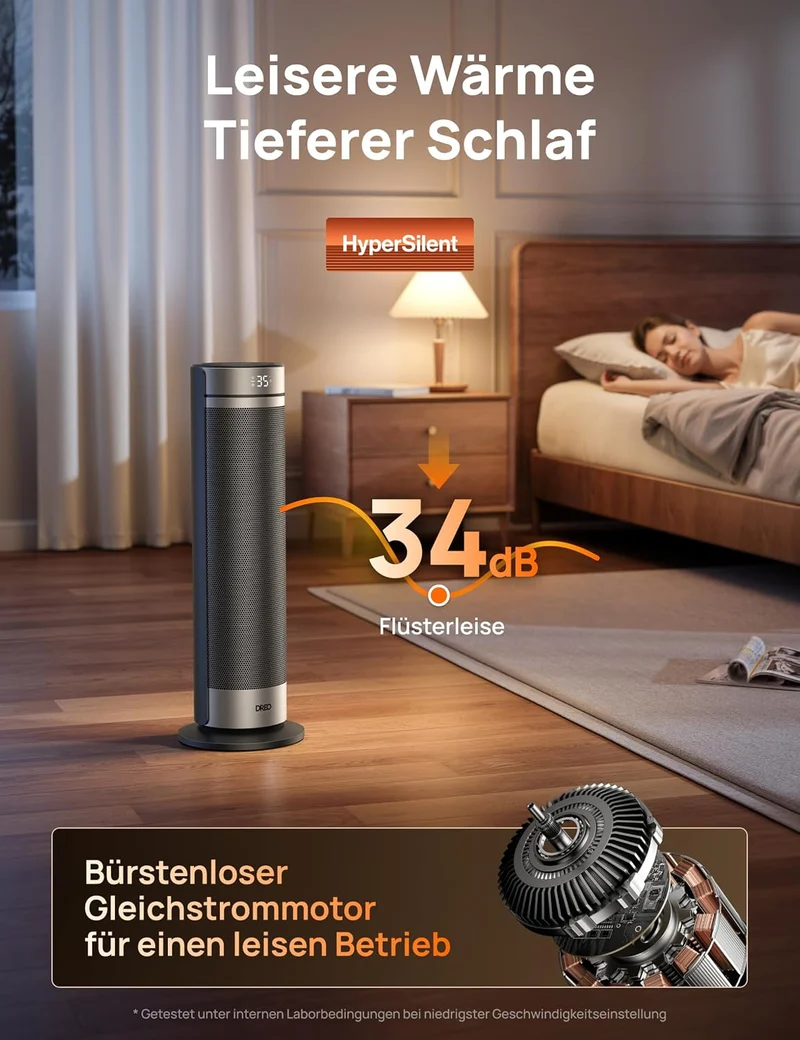 Dreo 23 Zoll Heizlüfter, 2000W Leiser Elektrischer Heizstrahler fürs Schlafzimmer mit Fernbedienung,