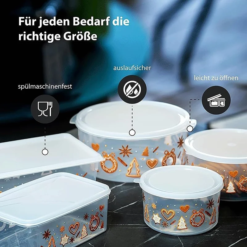 MiraHome Keksdosen 4er Set transparent mit Merry Little Christmas-Design 2,5L – Rechteckige Plätzche