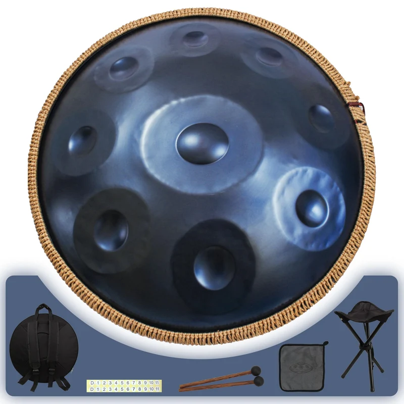 45.7 cm Handpan Drum für Erwachsene, Premium D Moll Kurd Handpan Instrument mit 9 präzisionsgestimmt