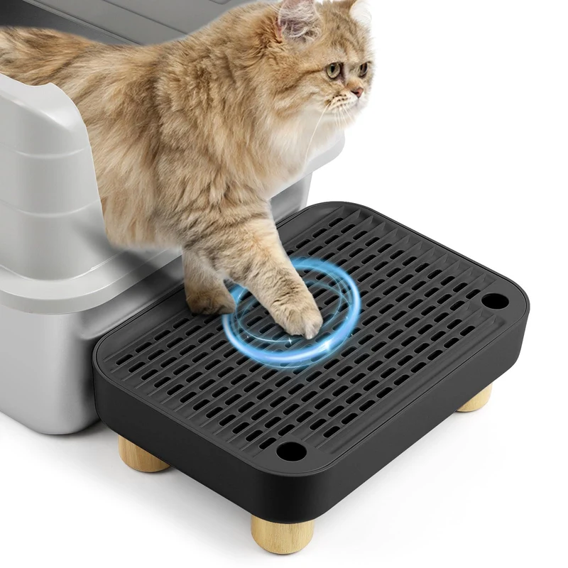 Erhöhte Katzenklo-Rampe, Katzentreppe mit Holzfüssen, Katzenstreu-Filterpedal für automatische selbs