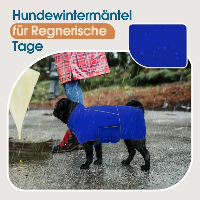 Hundemantel Wasserdicht, Hundejacke Winter, Fleece Hundemantel mit Leinenloch, Reflektierend Streife