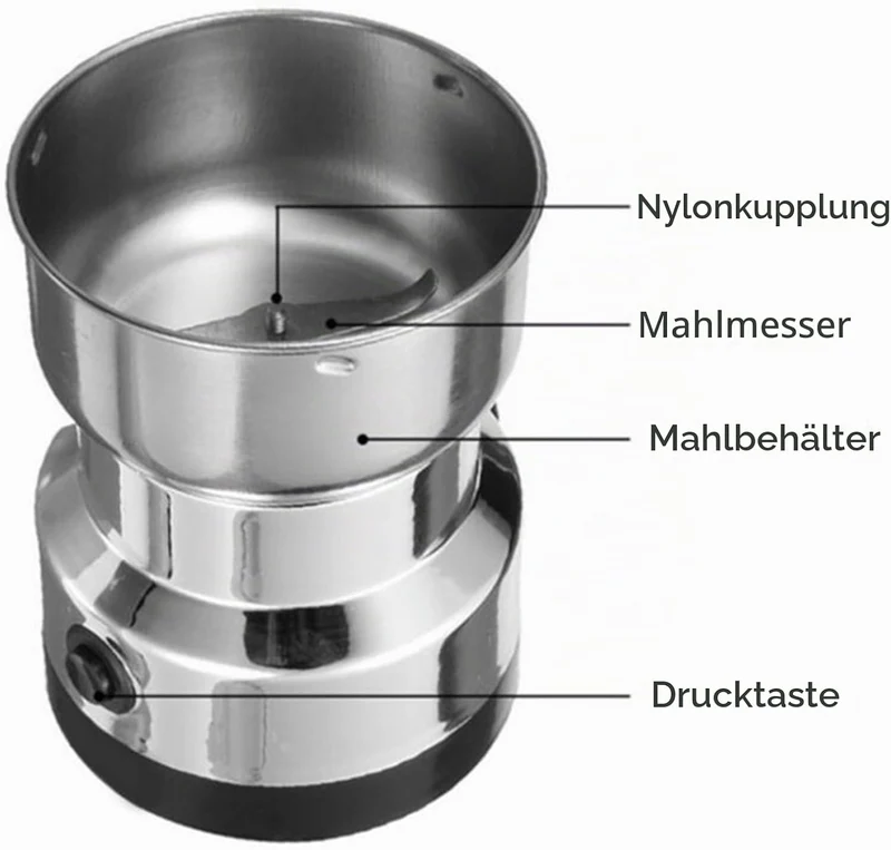 BRRNOO Elektrische Getreidemühle, Multifunktions-Smash-Maschine, Kaffeebohnenmühle mit Transparenter