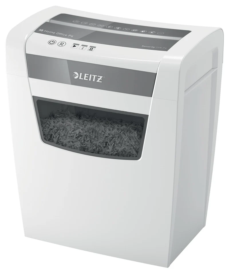Leitz IQ Home Office Aktenvernichter, Kreuzschnitt, 10 Blatt, 23 Liter, weiss, 80091000 Querschnitt
