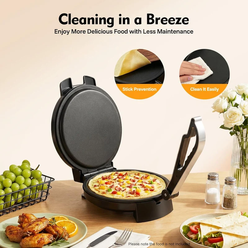 Crepes Maker 1200W Elektrischer Pancake Maker Roti Maker, Antihaftbeschichtung, Doppelseitige Heizun