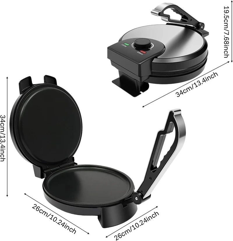 Crepes Maker 1200W Elektrischer Pancake Maker Roti Maker, Antihaftbeschichtung, Doppelseitige Heizun