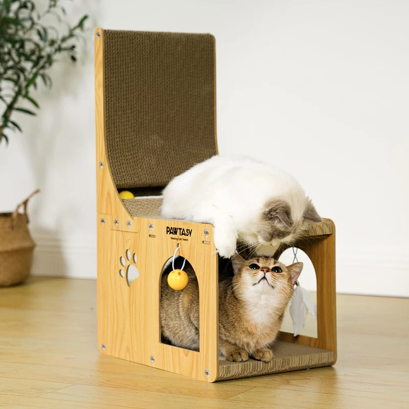 Kratzbrett Katzen Kratzpappe 2 in 1 Katzenkratzbrett für Wand und Ecke Kratz Katzen mit Ballspielzeu