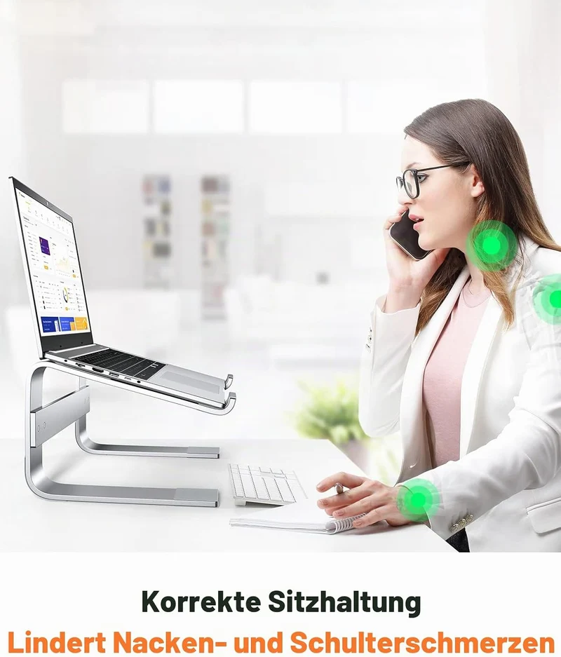 Soqool Laptop Ständer, Ergonomisch Laptop Halterung für 10-17 Zoll, Aluminium Laptop Stand für Schre