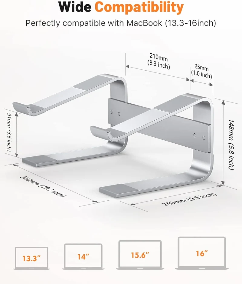 Soqool Laptop Ständer, Ergonomisch Laptop Halterung für 10-17 Zoll, Aluminium Laptop Stand für Schre